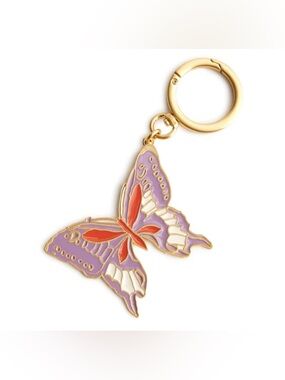 Vera Bradley Butterfly Key Chain Keychain Light purple lavender white Enamel NWT